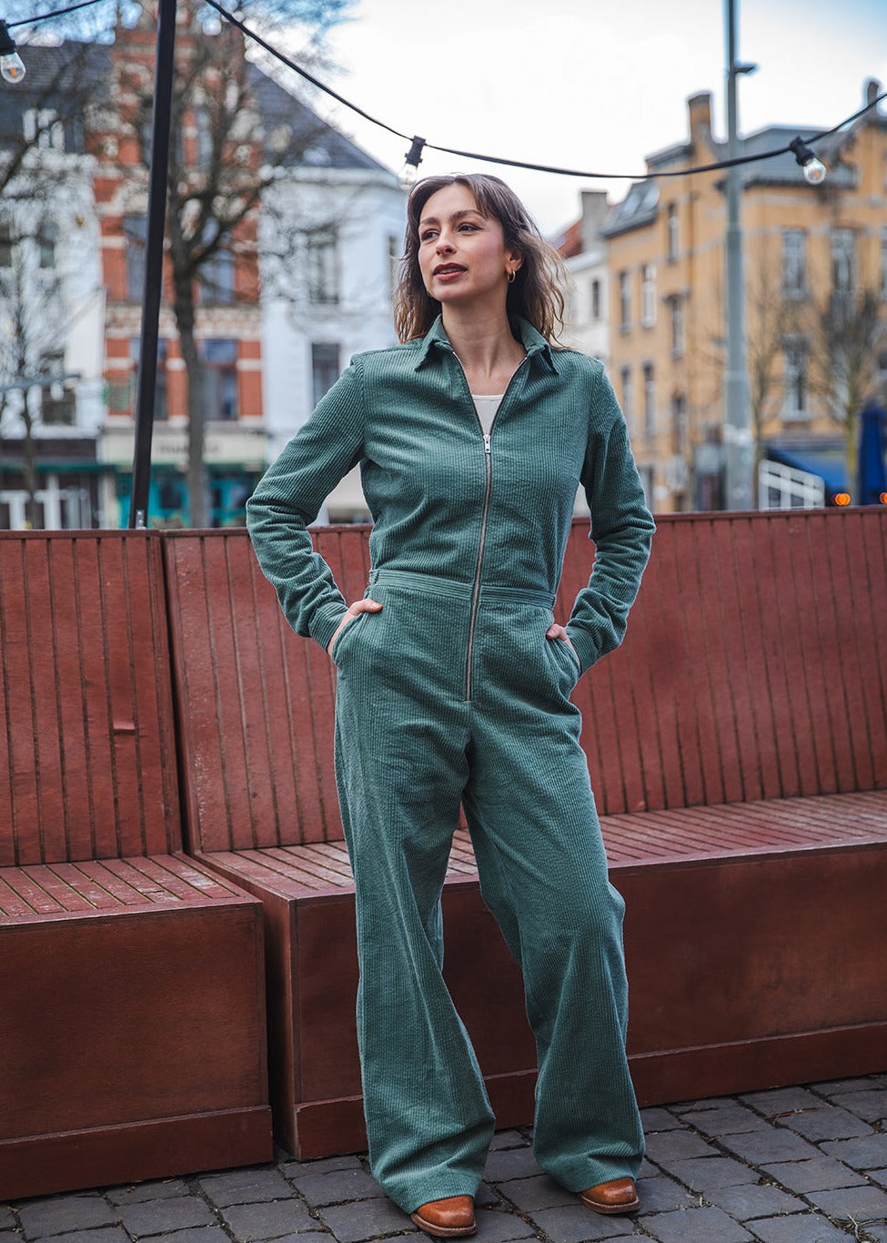 Aero jumpsuit Rib Muted green